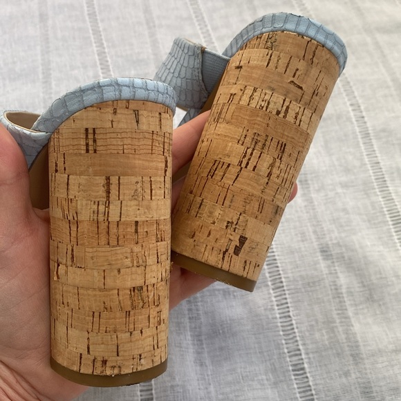 Charles by Charles David block heel sandal in pastel blue. - Picture 10 of 12